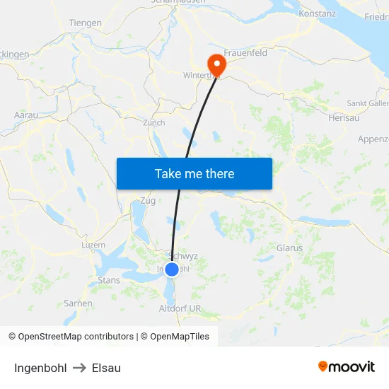 Ingenbohl to Elsau map