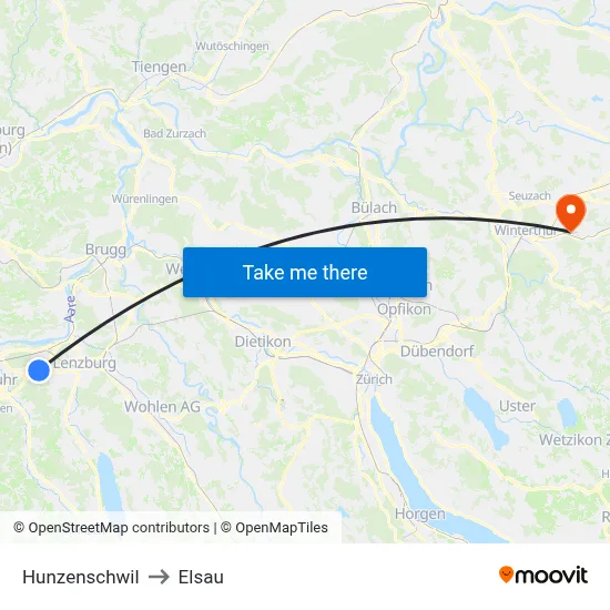 Hunzenschwil to Elsau map