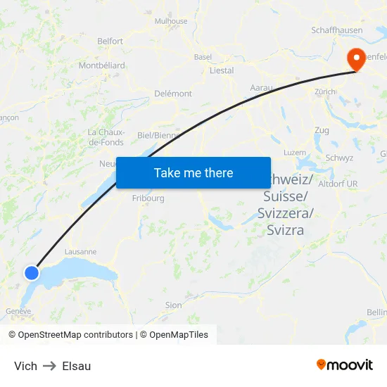 Vich to Elsau map