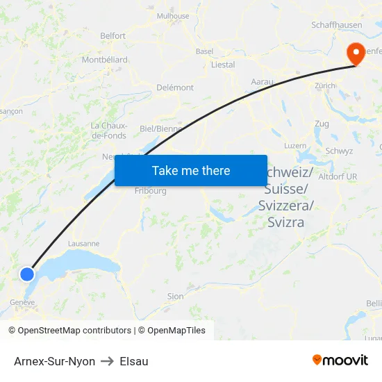 Arnex-Sur-Nyon to Elsau map