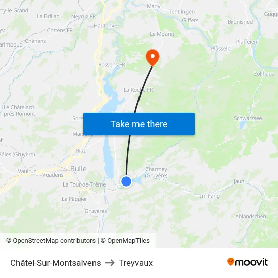 Châtel-Sur-Montsalvens to Treyvaux map