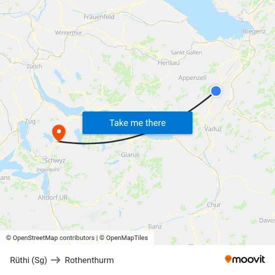 Rüthi (Sg) to Rothenthurm map