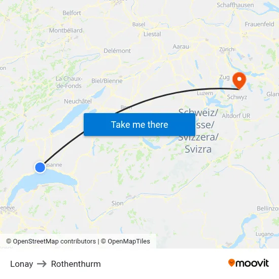 Lonay to Rothenthurm map
