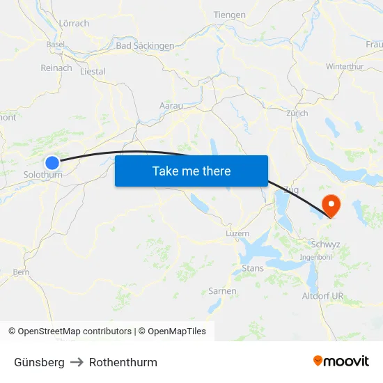 Günsberg to Rothenthurm map