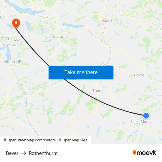 Bever to Rothenthurm map