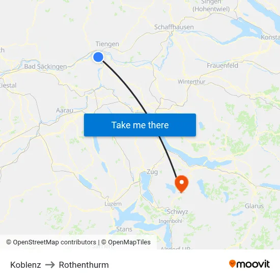 Koblenz to Rothenthurm map