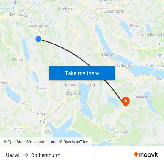Uezwil to Rothenthurm map