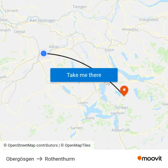 Obergösgen to Rothenthurm map