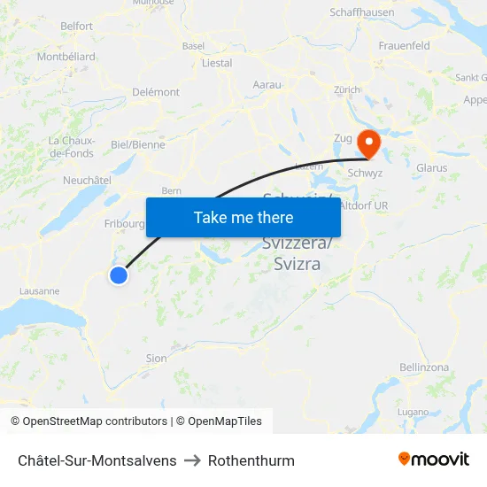 Châtel-Sur-Montsalvens to Rothenthurm map