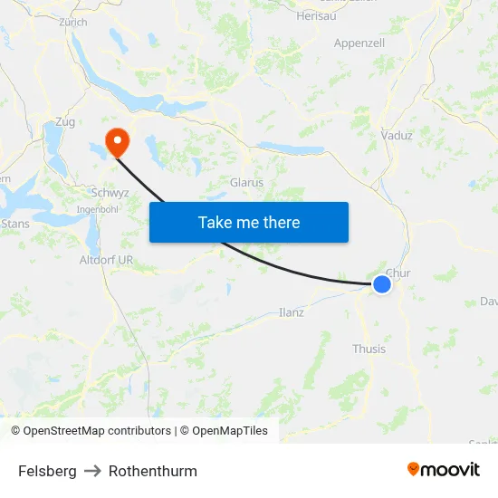 Felsberg to Rothenthurm map