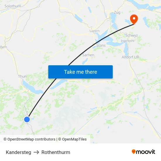Kandersteg to Rothenthurm map