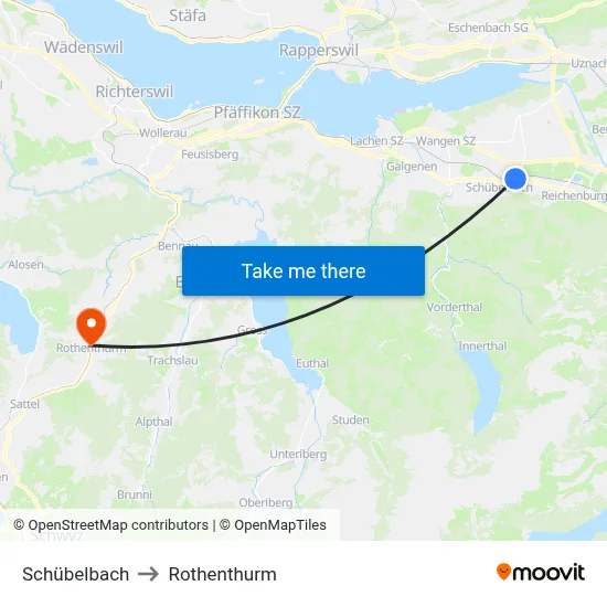Schübelbach to Rothenthurm map