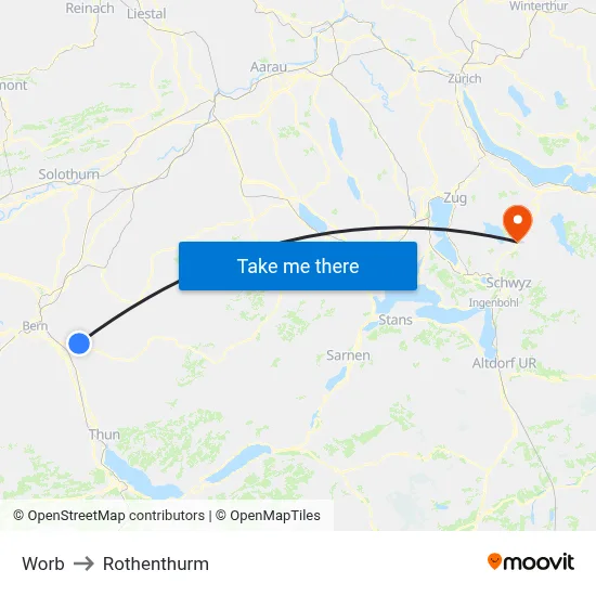 Worb to Rothenthurm map