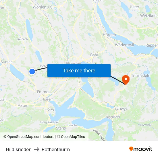 Hildisrieden to Rothenthurm map