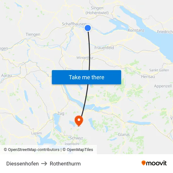 Diessenhofen to Rothenthurm map