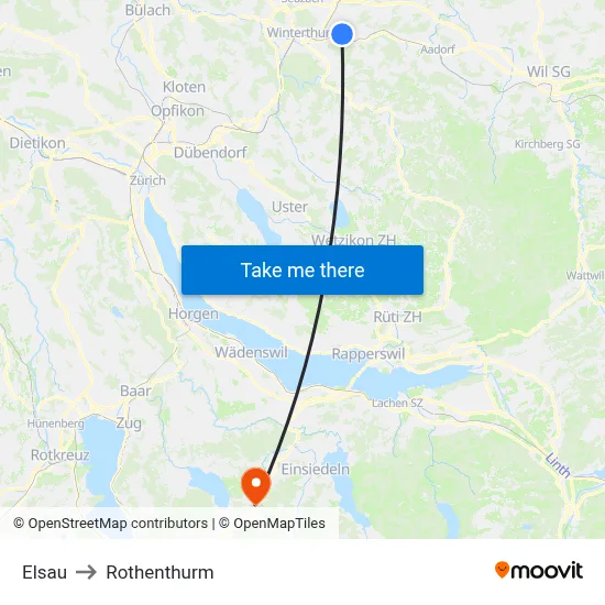 Elsau to Rothenthurm map