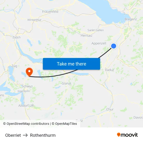 Oberriet to Rothenthurm map