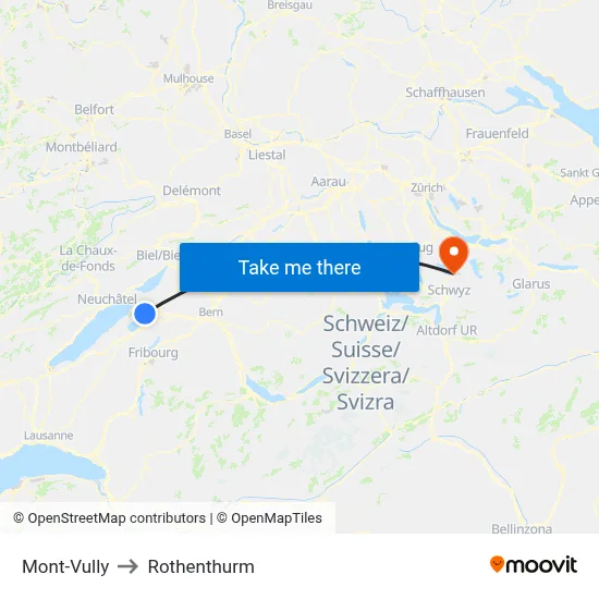 Mont-Vully to Rothenthurm map