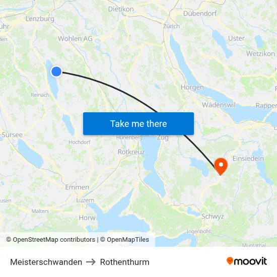 Meisterschwanden to Rothenthurm map