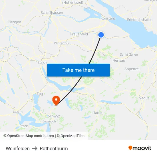Weinfelden to Rothenthurm map