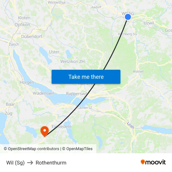 Wil (Sg) to Rothenthurm map