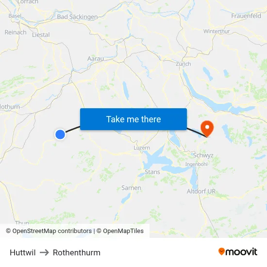 Huttwil to Rothenthurm map