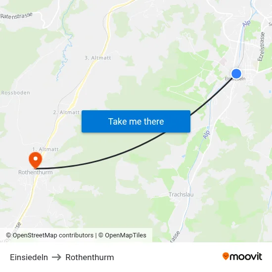 Einsiedeln to Rothenthurm map