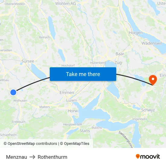 Menznau to Rothenthurm map