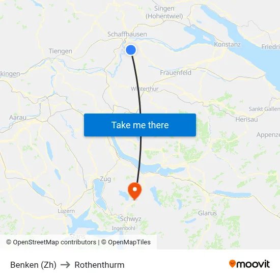 Benken (Zh) to Rothenthurm map