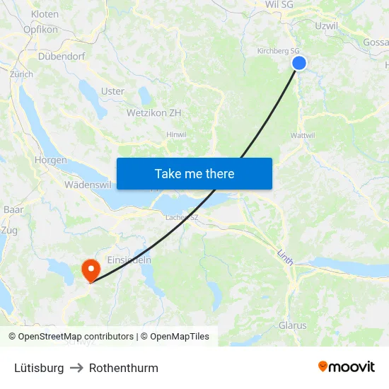Lütisburg to Rothenthurm map