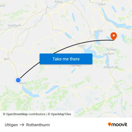 Uttigen to Rothenthurm map