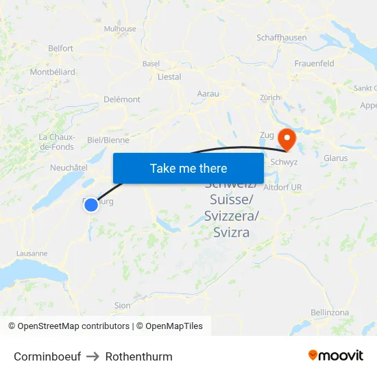 Corminboeuf to Rothenthurm map