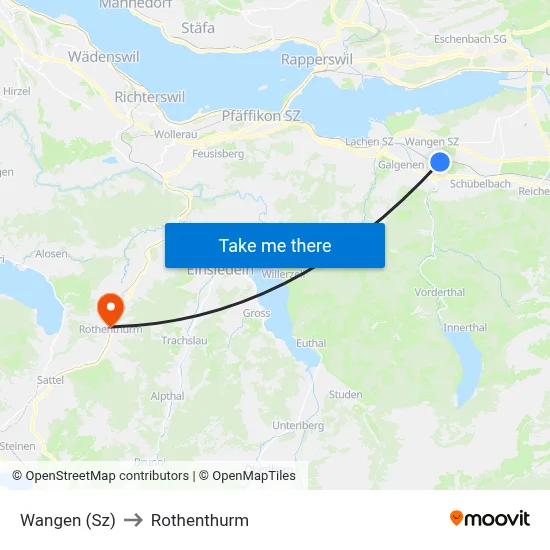 Wangen (Sz) to Rothenthurm map