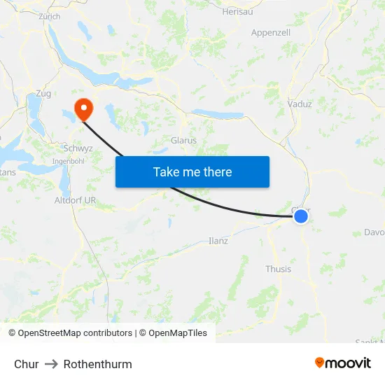 Chur to Rothenthurm map