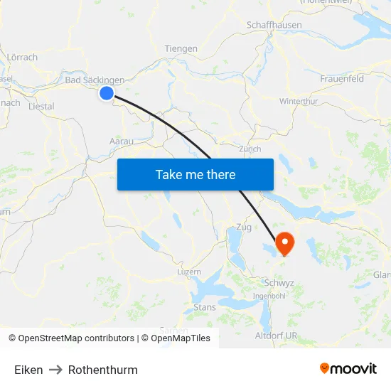 Eiken to Rothenthurm map
