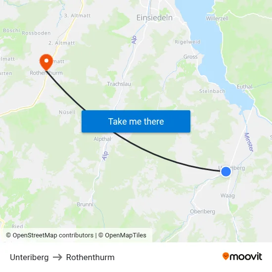 Unteriberg to Rothenthurm map