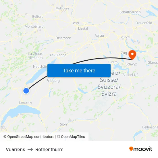 Vuarrens to Rothenthurm map