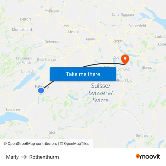 Marly to Rothenthurm map