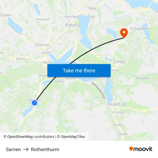 Sarnen to Rothenthurm map