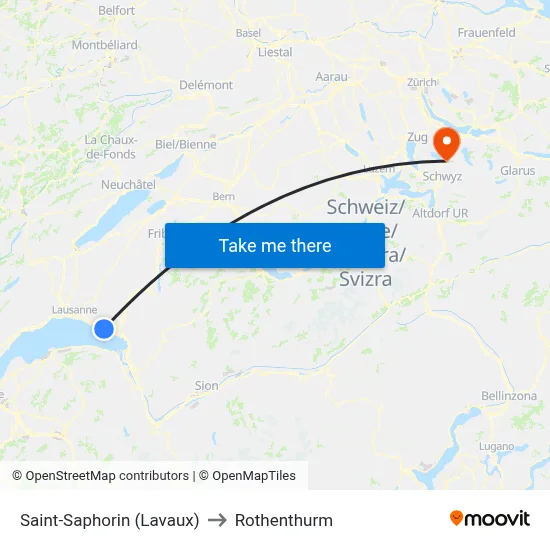 Saint-Saphorin (Lavaux) to Rothenthurm map