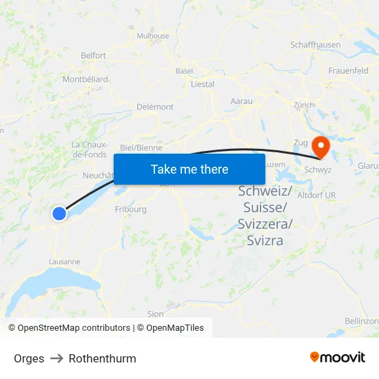 Orges to Rothenthurm map