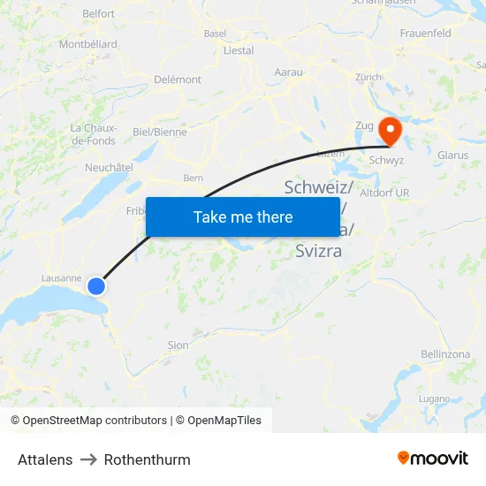 Attalens to Rothenthurm map