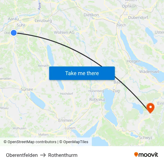 Oberentfelden to Rothenthurm map