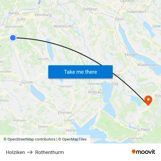 Holziken to Rothenthurm map
