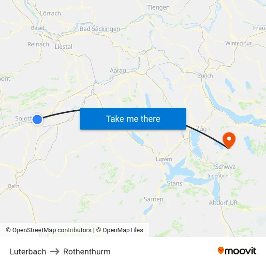 Luterbach to Rothenthurm map