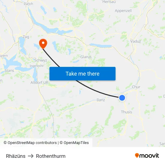 Rhäzüns to Rothenthurm map