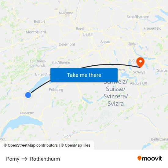 Pomy to Rothenthurm map