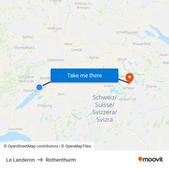 Le Landeron to Rothenthurm map