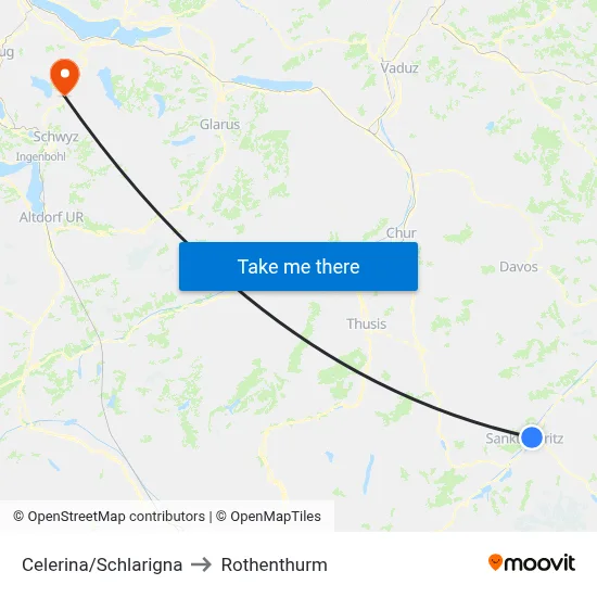 Celerina/Schlarigna to Rothenthurm map