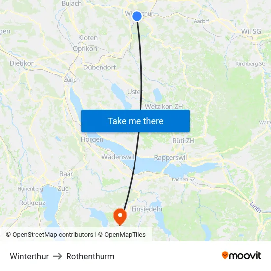 Winterthur to Rothenthurm map